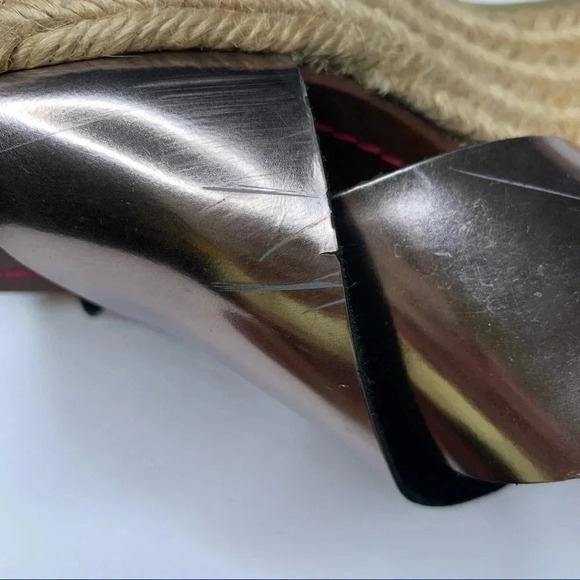 Boden Platinum Espadrille Wedge Sandals Size 40 - Picture 5 of 8